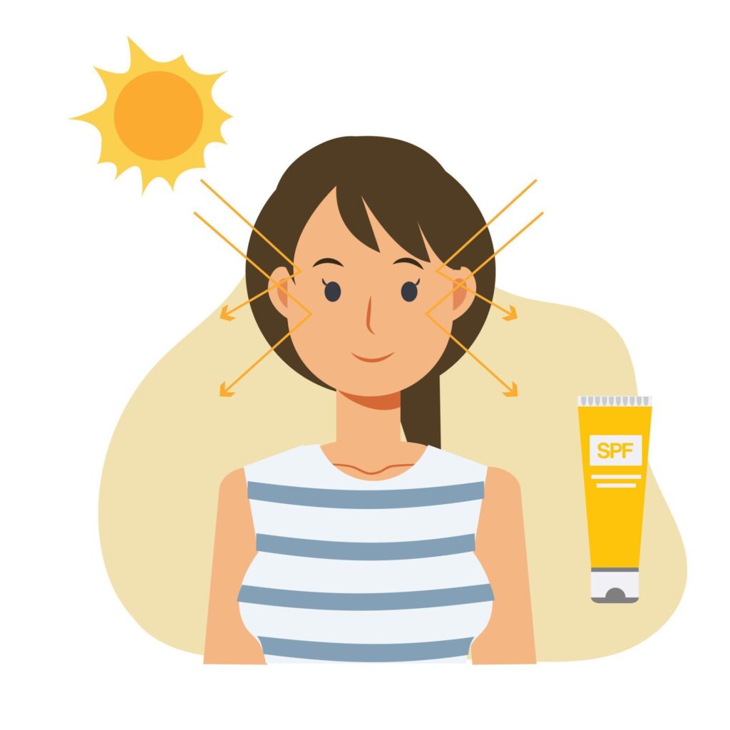 skin care concept sun protection happy woman using sunblock avoid from sunburn damage nice and beauty skin free vector 3882797247